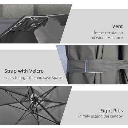 Outsunny 2.7 x 2.7 m Cantilever Parasol, Square Overhanging Umbrella with Cross Base, Crank Handle, Tilt, 360\'c2\'b0 Rotation and Aluminium Frame, Dark Grey 