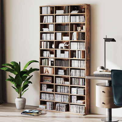 HOMCOM CD Storage Unit with Adjustable Shelves, 102 x 195 cm, Rustic Brown 