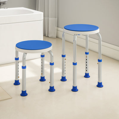 HOMCOM 360° Swivel Shower Chair, Height Adjustable Aluminium Shower Stool with Non-Slip Feet for Disabled, Elderly, Blue 