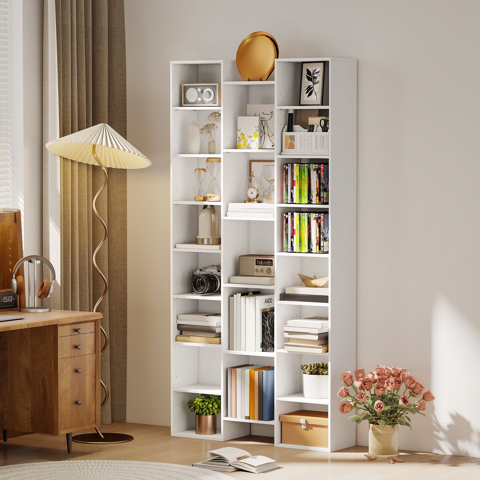 HOMCOM 21-Compartment Bookshelf - White 