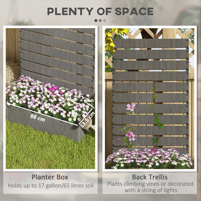 Outsunny Raised Bed for Garden, Planter with Trellis for Climbing Plants, Vines, Planter Box with Drainage Gap, Dark Grey 