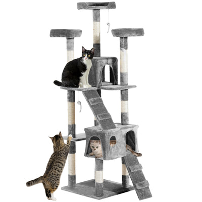 PawHut Cat Tree Scratching House, Activity Play Centre 