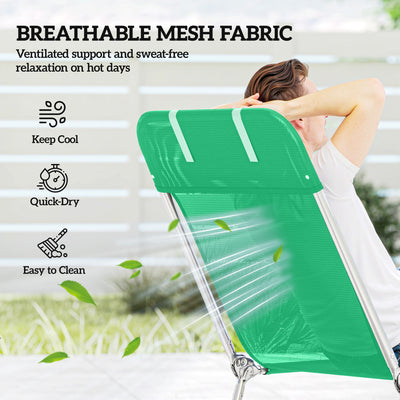 Outsunny Set of Two Steel Frame Sun Loungers, with Reclining Backs - Dark Green 