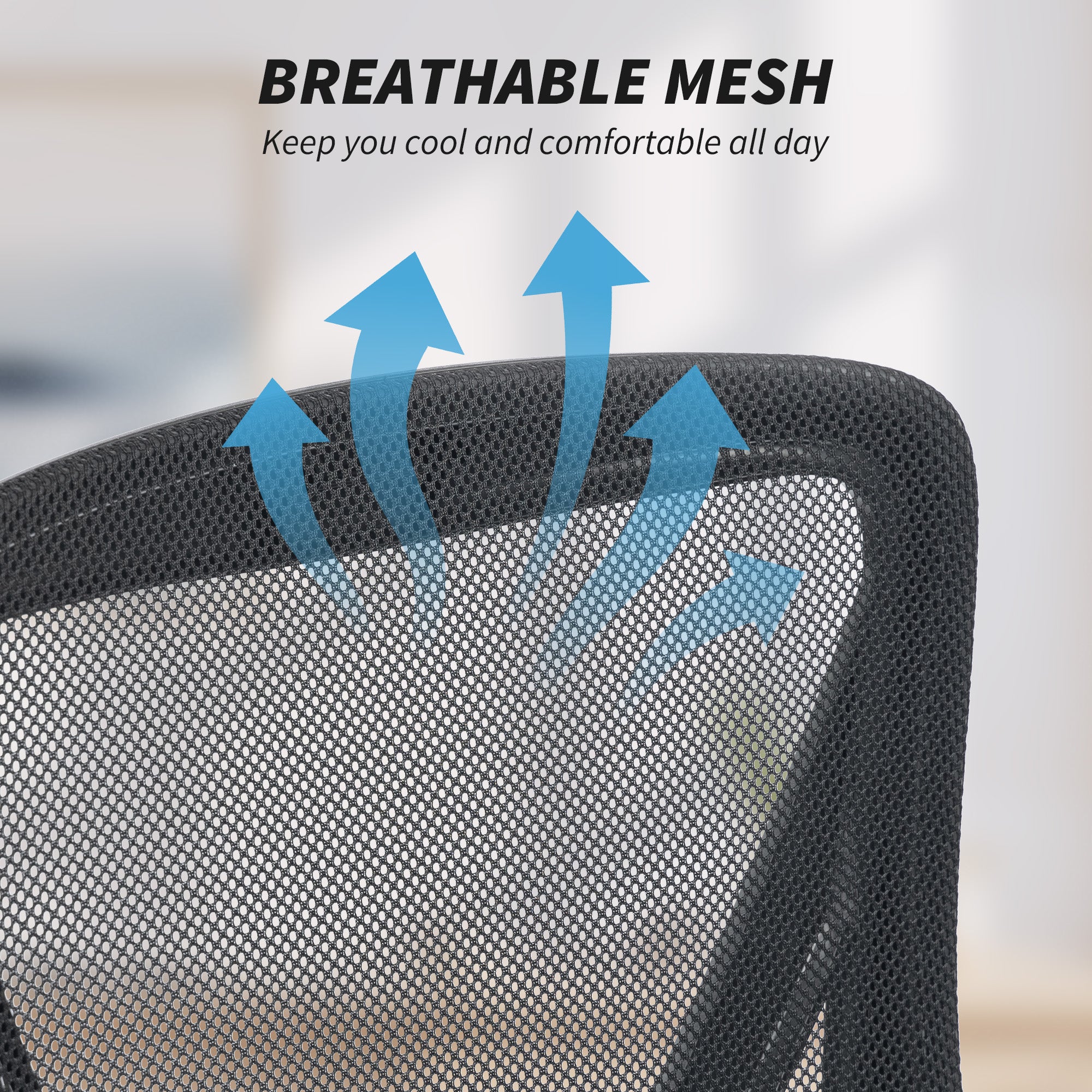 HOMCOM Office Chair, Mesh Desk Chair with Flip-up Armrests, Lumbar Support, Adjustable Height, Black 
