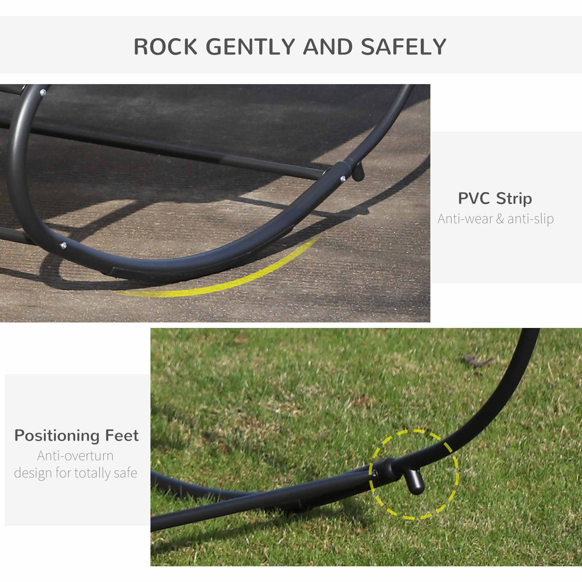 Outsunny Double Sun Lounger, Rocking Lounger Sunbed Daybed with Armrest and Headrest Pillow, for Two, For Outdoor Patio Garden, Cream White 