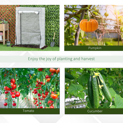 Outsunny 100 x 50 x 150cm Tomato Greenhouse with Roll-up Door, Mini Greenhouse with PE Cover, Outdoor Grow House Small Green House for Yard, Balcony, Garden, White 