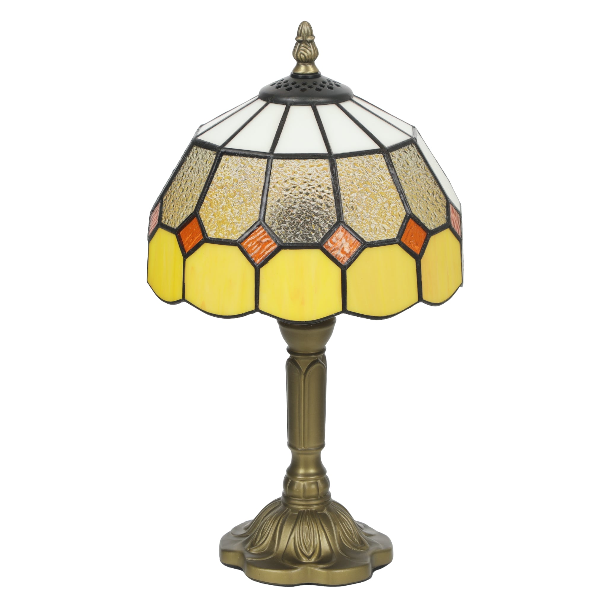 HOMCOM Handmade Art Deco Glass Table Lamp - White/Orange 