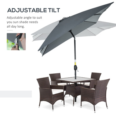 Outsunny 3x2m Patio Parasol Garden Umbrellas Canopy with Aluminum Tilt Crank Rectangular Sun Shade Steel, Dark Grey 