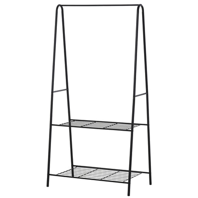 HOMCOM Metal Clothes Rack Coat Garment Hanger Hallway Organiser Hanging Rail Stand 2-tier Shoe Shelving A Shaped 77L x 45W x 153H cm Black 