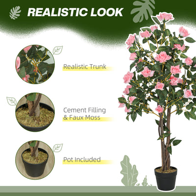 HOMCOM Set of Two Faux Rose Plants, with Pots 