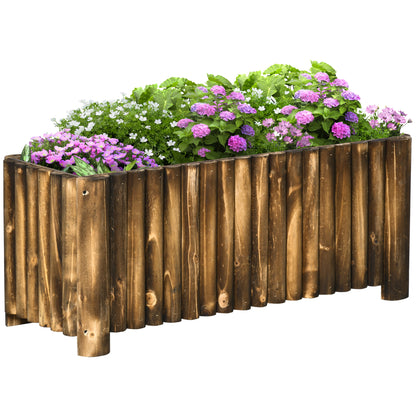 Outsunny 100L Raised Flower Bed Wooden Rectangular Planter Container Box Flower Pot Herb Pot 100L x 38.5W x 40H (cm) 