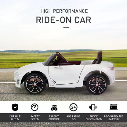 HOMCOM Kids Electric Car Kids Ride on Toys W/ LED Lights-White 