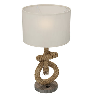 HOMCOM Nautical LED Table Lamp with USB Charging Port, Bedside Desk Lamp for Bedroom, Living Room, Home Office 