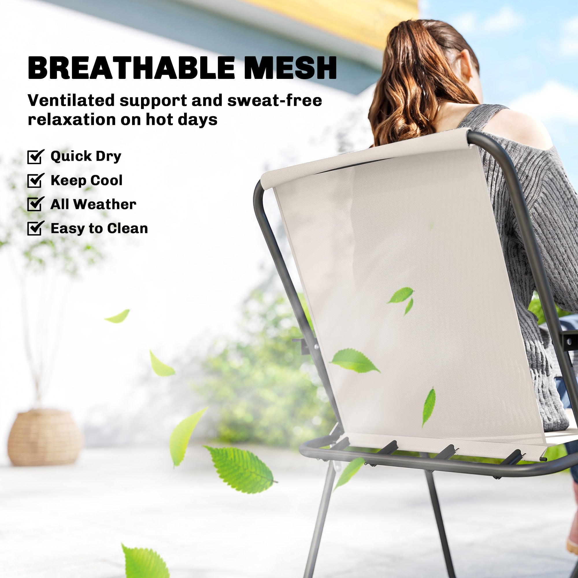 Outsunny 8 Piece Garden Dining Set with Umbrella Garden Furniture Set with 6 Folding Chairs, Tempered Glass Table for Patio Cream 