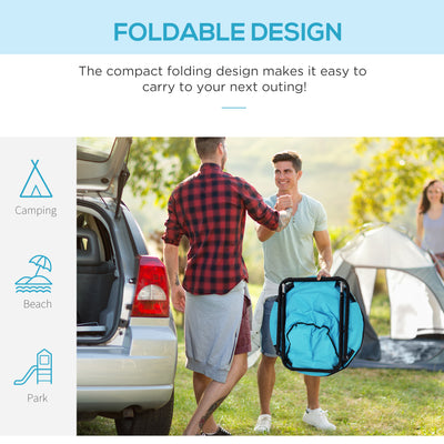 Outsunny Garden Folding Portable Padded Saucer Moon Chair Padded Round Outdoor Camping Travel Fishing Seat Blue 