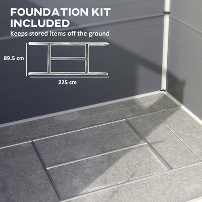 Outsunny 7.9ft x 6.2ft Aluminium Frame and Plastic Wall Shed, with Foundation - Grey 
