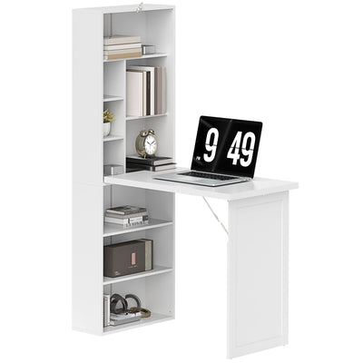 HOMCOM Three-Part Work Desk, with Storage and Writing Board - White 