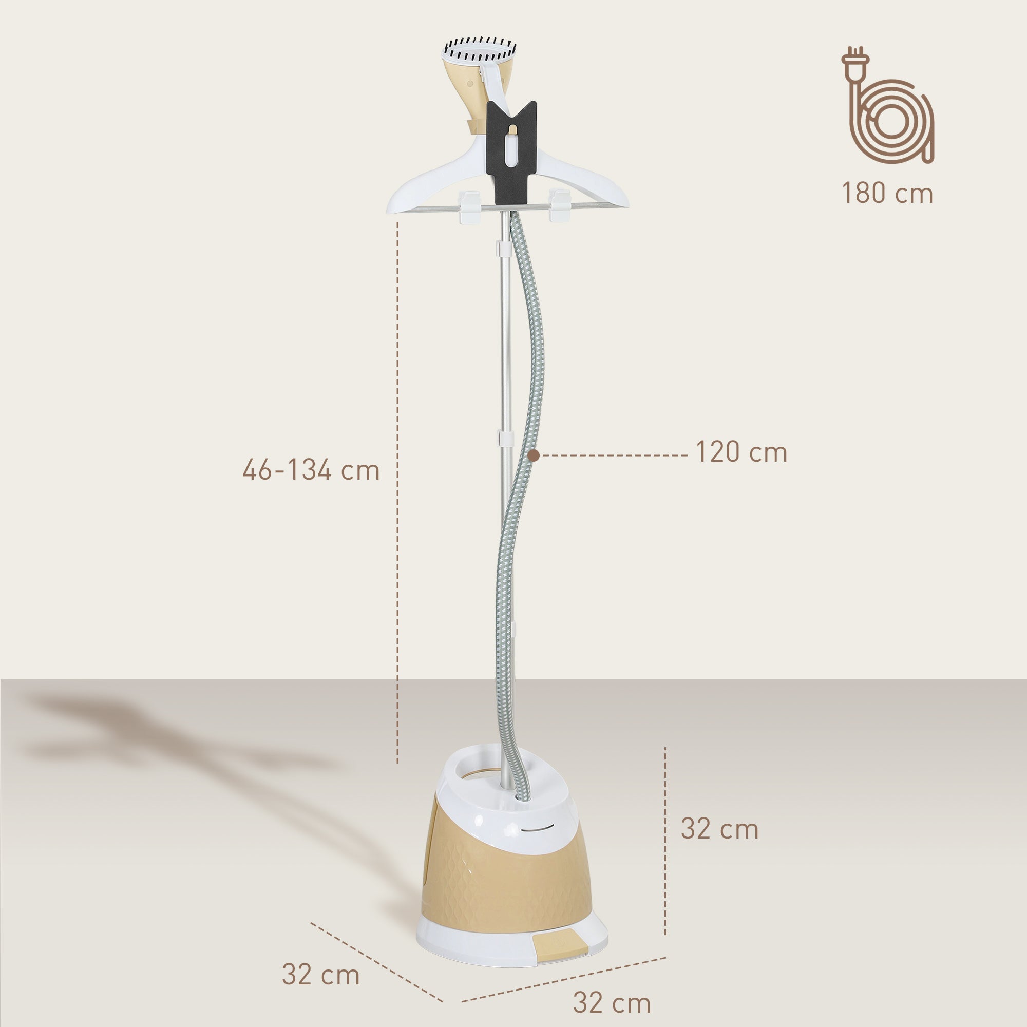 HOMCOM 1800W Standing Clothes Steamer, with Accessories - Grey 