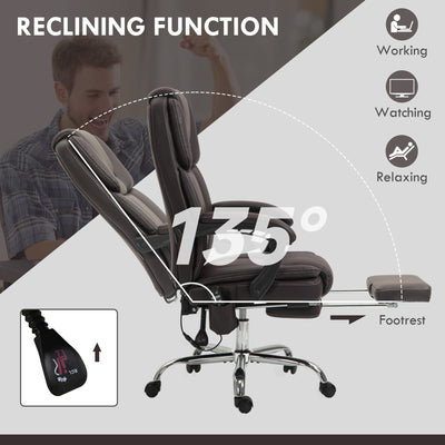 Vinsetto Six Point Vibrating Massage Office Chair - Dark Brown 