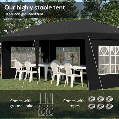 Outsunny 3 x 6m Pop-Up Gazebo, with Removable Walls - Black 
