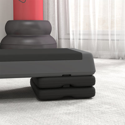 SPORTNOW Fitness Stepper, 3-Height Adjustable Aerobic Step, Non-Slip Exercise Step Board for Home Gym Office Workout, 10.5cm, 15.5cm, 20.5cm, Grey 