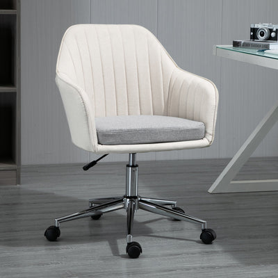 Vinsetto Home Office Chair Comfortable Computer Desk Chair Swivel Task Chair with Golden Base, Vanity Chair for Teens Adults Bedroom, Beige 