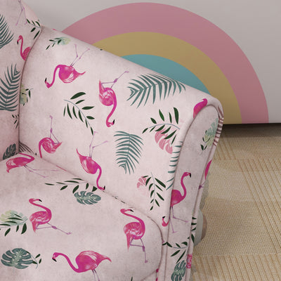 AIYAPLAY Kids Armchair with Flamingo Design, Wooden Frame, for Bedroom, Playroom, Kids Room - Pink 