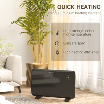HOMCOM 1.2kW Freestand/On-Wall Electric Convector Heater, with Adjustable Thermostat - Black 