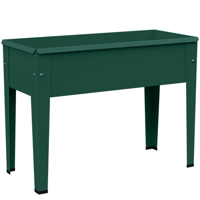 Outsunny Raised Planter, Metal Raised Garden Bed on Legs with Drainage Hole and Foot Covers, Green 