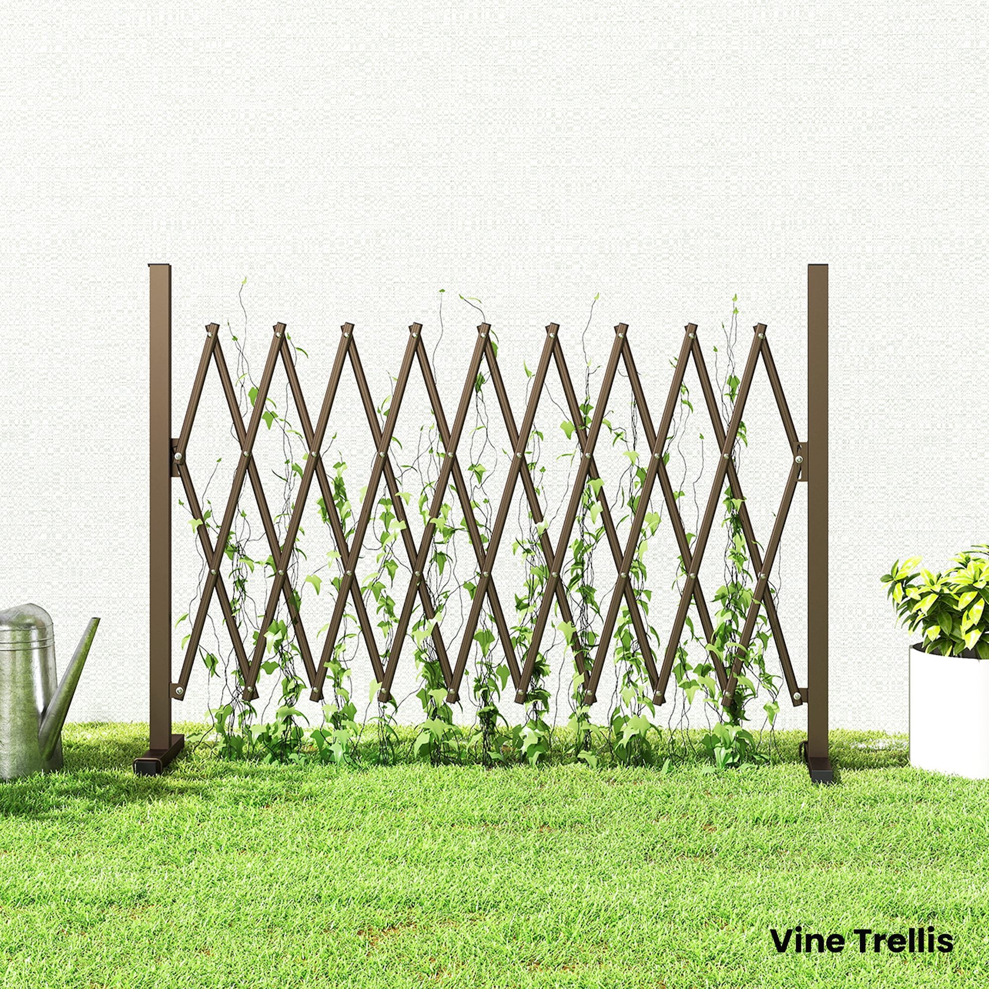 Outsunny Expanding Trellis Fence, Freestanding Movable Fence, Foldable Garden Screen Panel, 250 x 103.5 cm, Dark Brown 