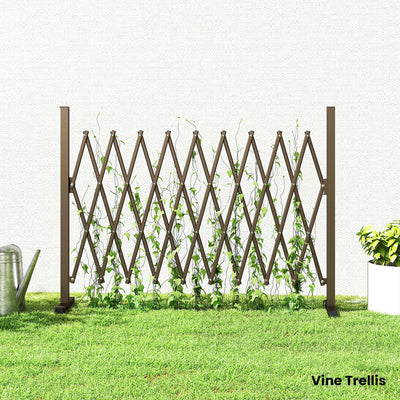 Outsunny Expanding Trellis Fence, Freestanding Movable Fence, Foldable Garden Screen Panel, 250 x 103.5 cm, Dark Brown 