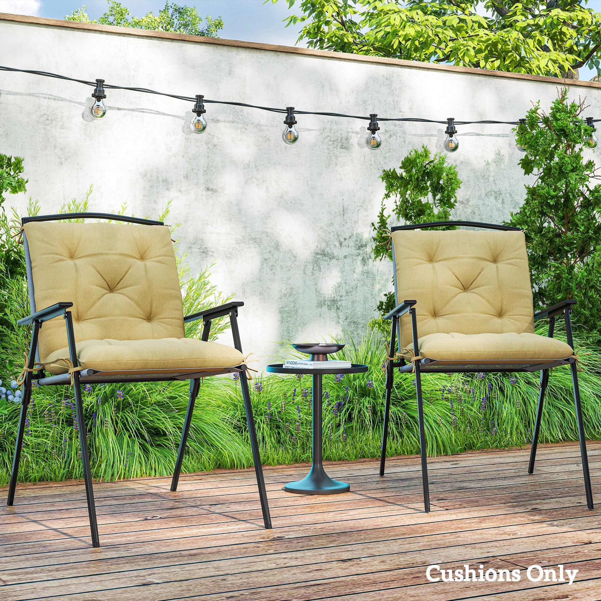 Outsunny Set of Two Outdoor Seat Cushions - Khaki 