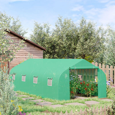 Outsunny Polytunnel Greenhouse with Windows and Door, Walk in Greenhouse for Garden, Backyard (6 x 3 M) 