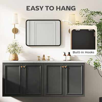HOMCOM Rectangular Wall Mirror with HD Glass - Black 