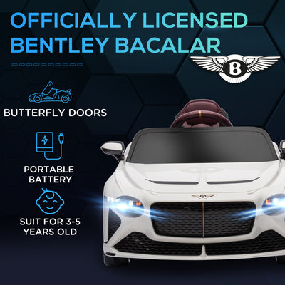 HOMCOM Bentley Bacalar Licensed 12V Kids Electric Car, with Remote Control, White 