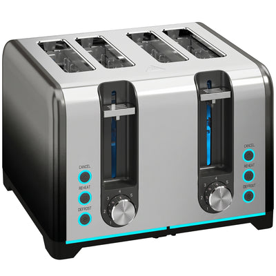 HOMCOM 4 Slice Toaster with 7 Browning Levels, Reheat, Defrost and Cancel Functions