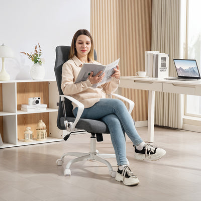 HOMCOM Fabric High Back Office Chair - Grey 