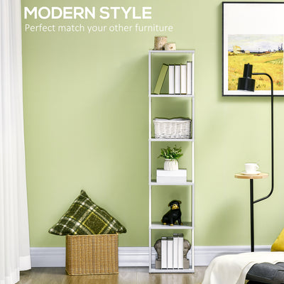 HOMCOM Modern 5-Tier Bookshelf, Freestanding Bookcase Storage Shelving for Living Room Home Office Study, White and Light Grey 