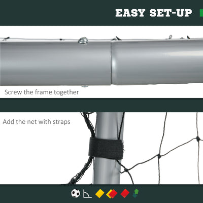 SPORTNOW 8ft x 5ft Football Goal, Set of 2 Football Net for Garden, Training Goal with Ground Stakes, Steel Frame 