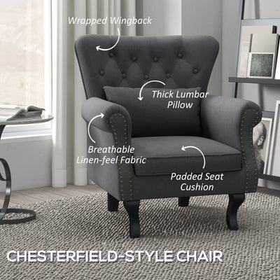 HOMCOM Chesterfield-Style Accent Chair - Grey 