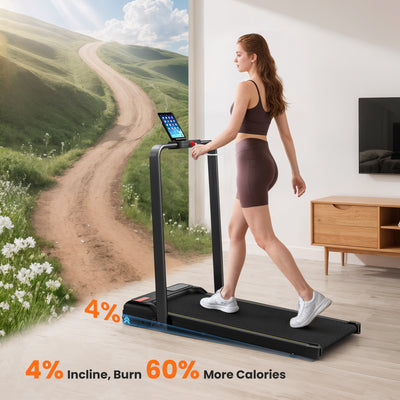 SPORTNOW Folding Walking Treadmill, Under Desk Walking Pad with Incline, Black 