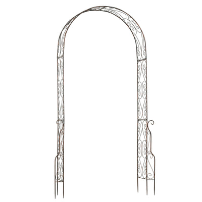 Outsunny Metal Garden Arch Trellis, Decorative Arbour Archway for Walkway Path Ceremony Wedding Party, 120 x 30 x 226cm 