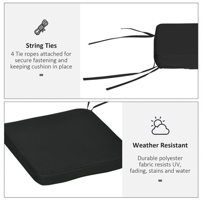 Outsunny Set of 6 Chair Cushion Seat Pads Dining Chair w/ Straps Indoor Outdoor Removable Tie On Garden Patio Black 