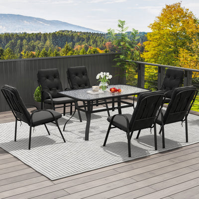 Outsunny Seven-Piece Garden Dining Set with Cushions - Black 