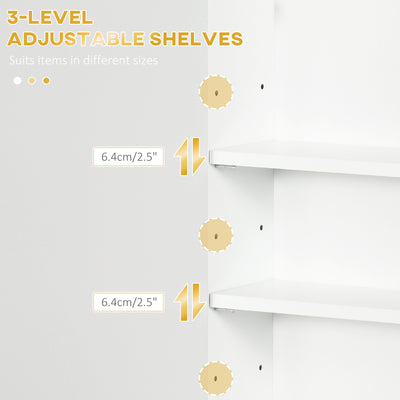kleankin Bathroom Wall Cabinet, Over Toilet Storage Cupboard with Adjustable Shelves for Hallway, Living Room, White 
