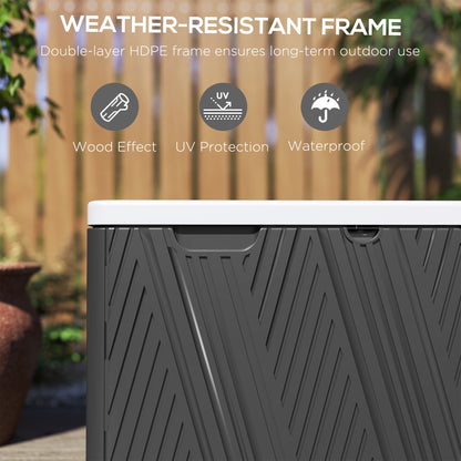 Outsunny 380L Waterproof Outdoor Storage Box, with Lockable Lid - Black 