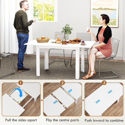 HOMCOM Extendable Dining Table, 120-160 x 70cm Rectangular Kitchen Table for Small Spaces, Seats 4-6 People, High Gloss White 