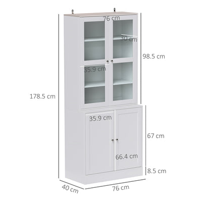 HOMCOM Double Storage Display Cabinet - White 
