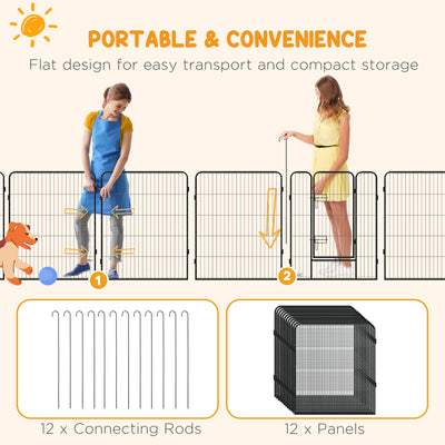 PawHut 12 Panels Heavy Duty Puppy Playpen, for Small Dogs, Indoor and Outdoor Use - Silver 