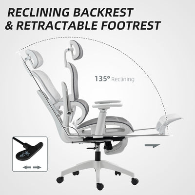 HOMCOM Multi-Adjustable Mesh Office Chair - Grey and White 